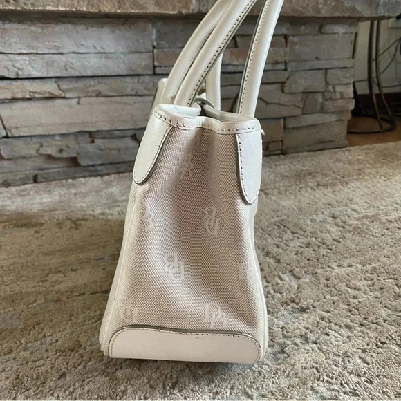 Dooney & Bourke Signature Vintage Ivory Medium Purse Hand Bag Monogrammed - Picture 3 of 16